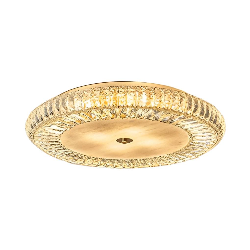 Round Crystal Three Step Dimming Glass Luxury Modern Ceiling Light Fixture