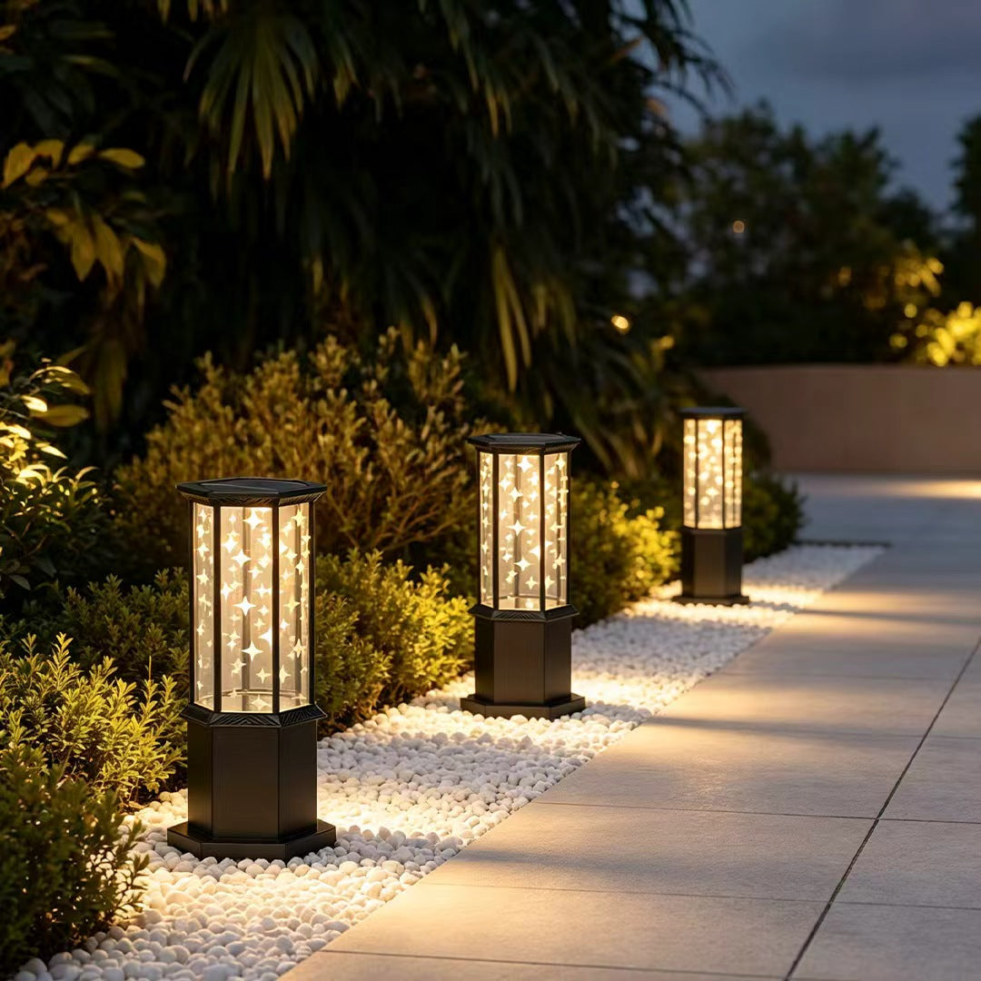 Bollard Solar Light Modern Metal Outdoor Landscape Light