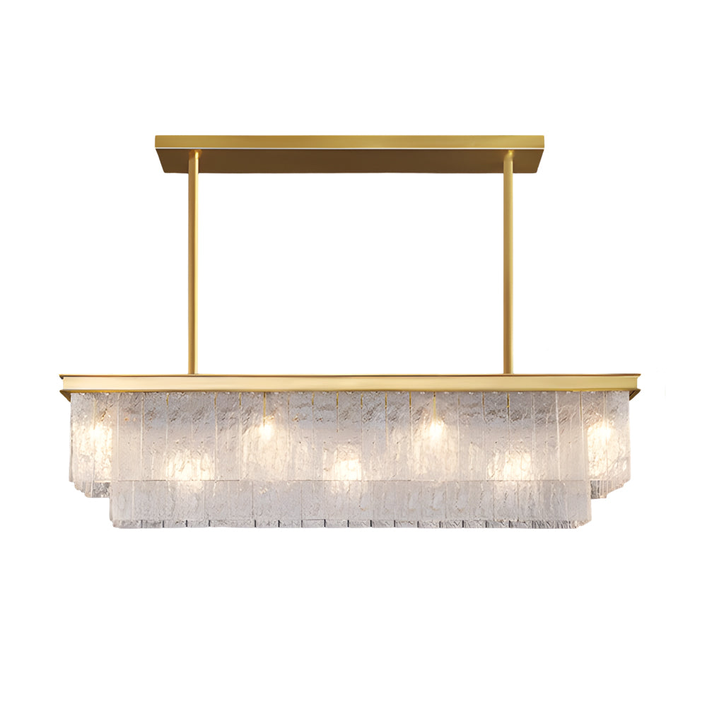 Long Rectangular Double Layer 3 Step Dimming Post-Modern Chandelier
