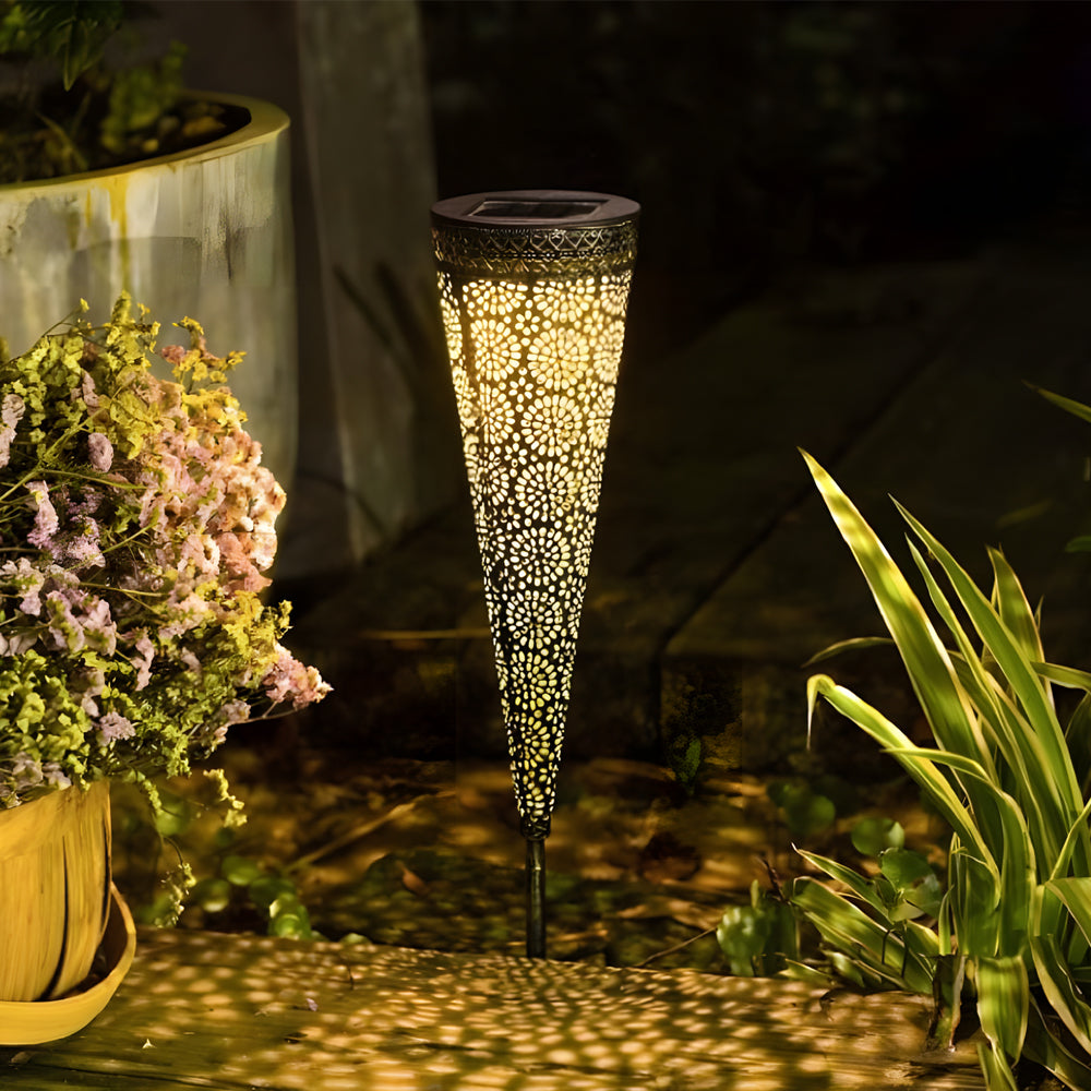 2-Pack Hollow Conical Solar Lights Garden Stake