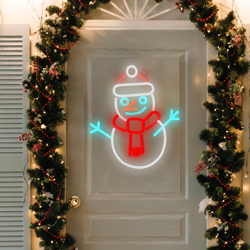Neon Snowman Colorful Decor Acrylic Personalized LED Sign with Dimmer- Dazuma