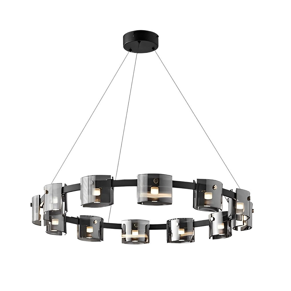 Circle Glass Stepless Dimming LED Brightness Memory Nordic Chandelier