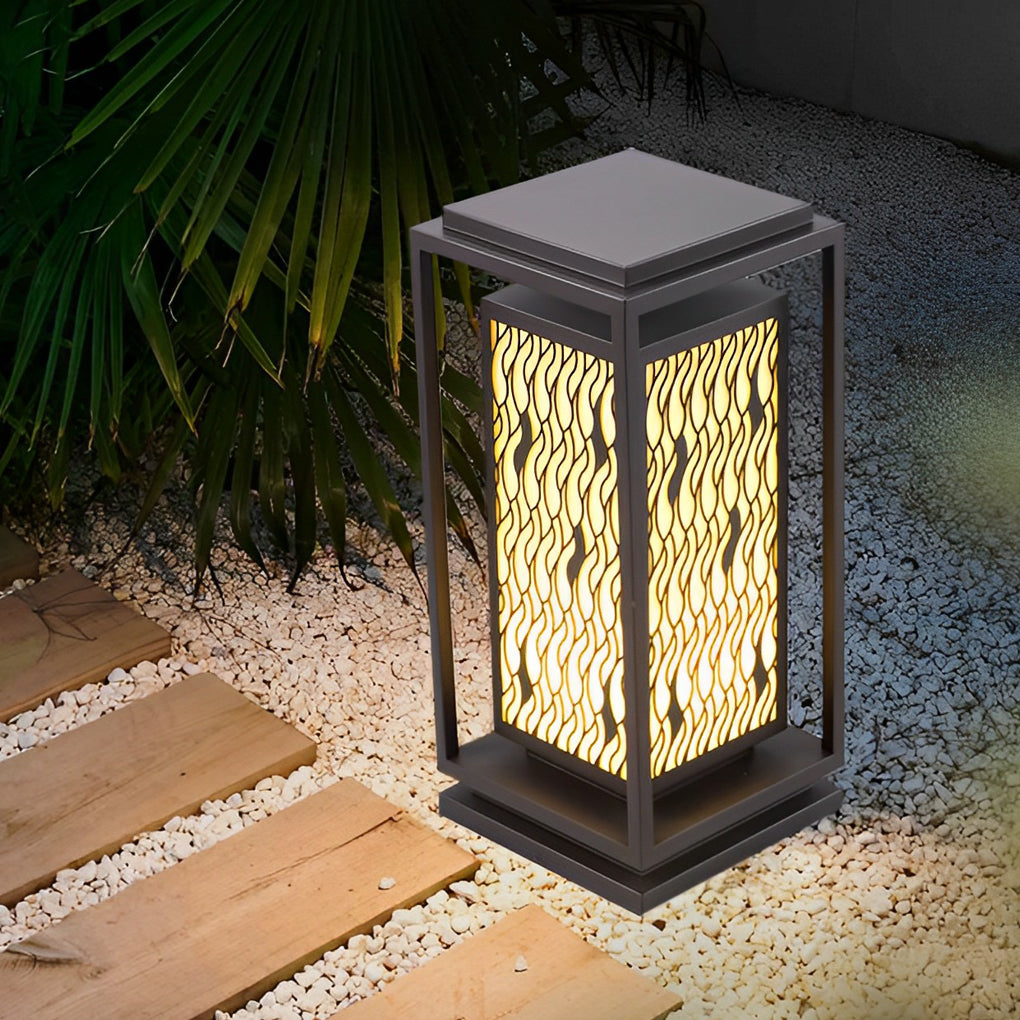Square Retro Waterproof LED Black Vintage Outdoor Pathway Lights Lawn Lamp - Dazuma