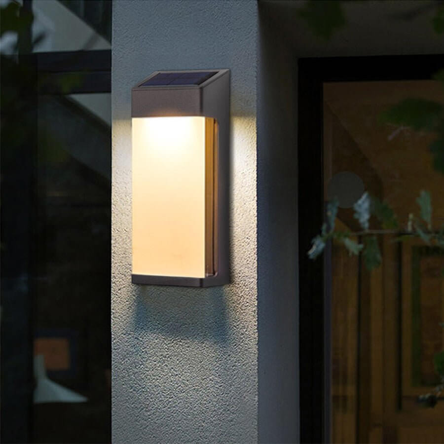 2PCS Contemporary Solar LED Wall Light with High Hardness Glass for Outdoor Gardens