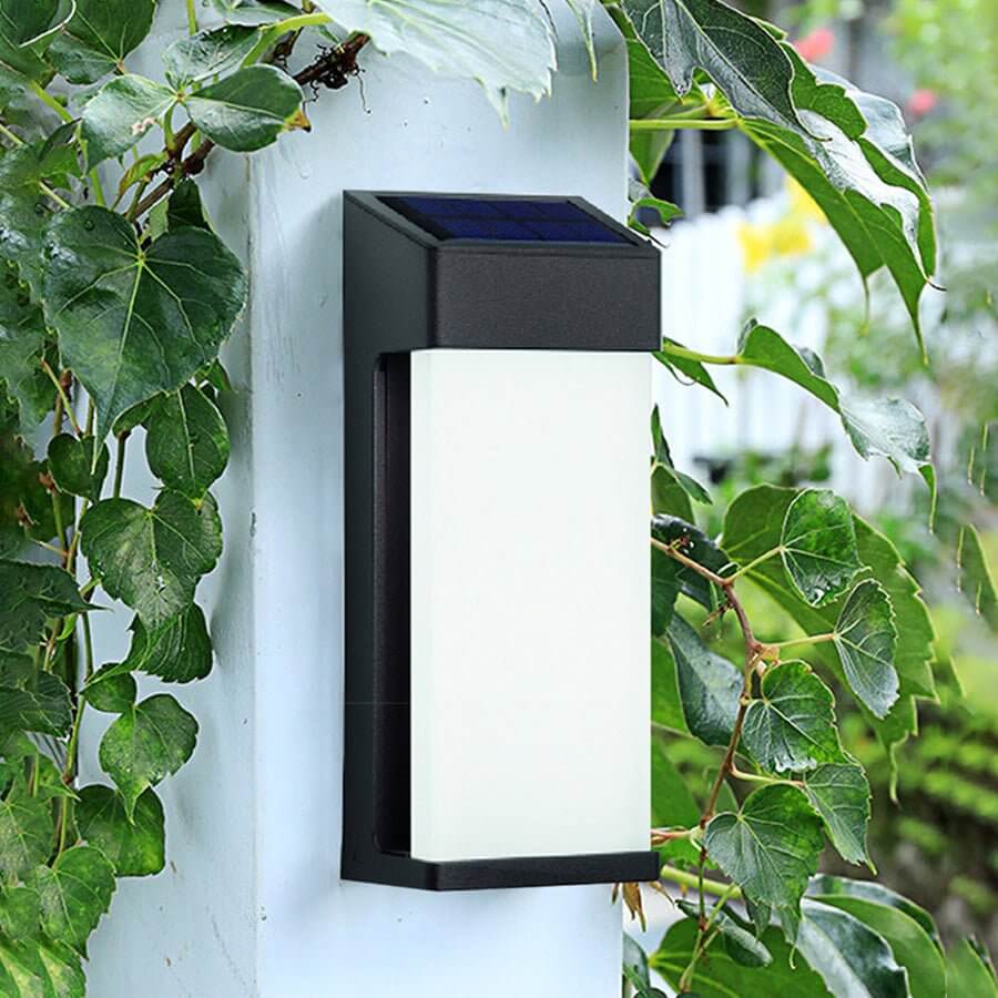 2PCS Contemporary Solar LED Wall Light with High Hardness Glass for Outdoor Gardens