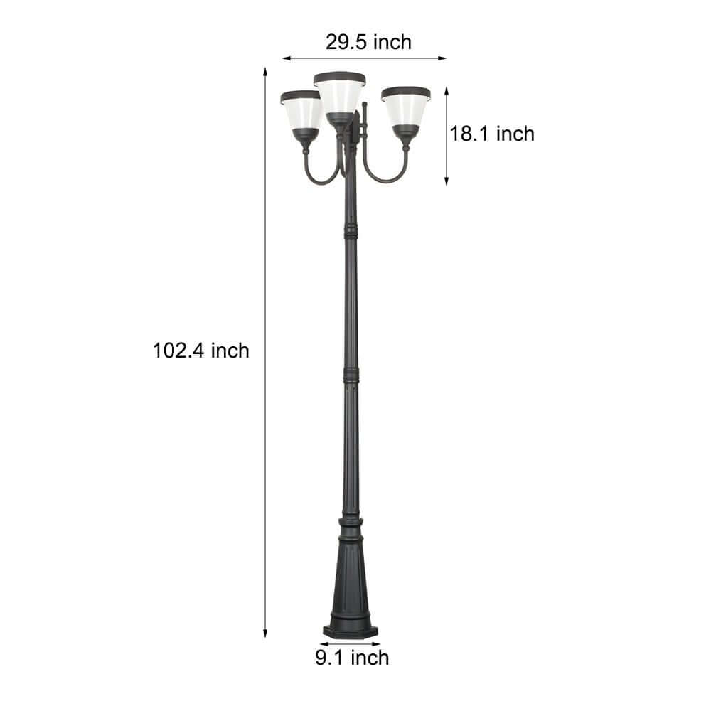 3 - Light Black Finish Traditional Outdoor Street Lights with Post Top