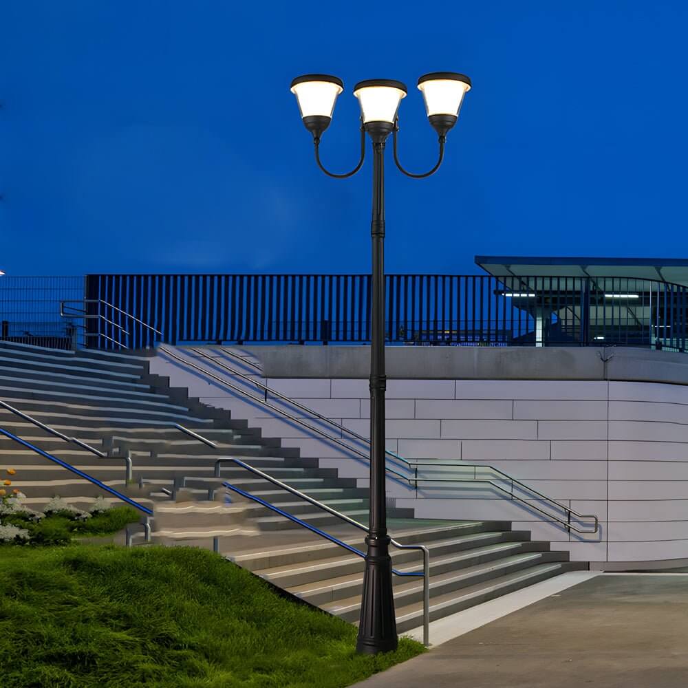 3 - Light Black Finish Traditional Outdoor Street Lights with Post Top