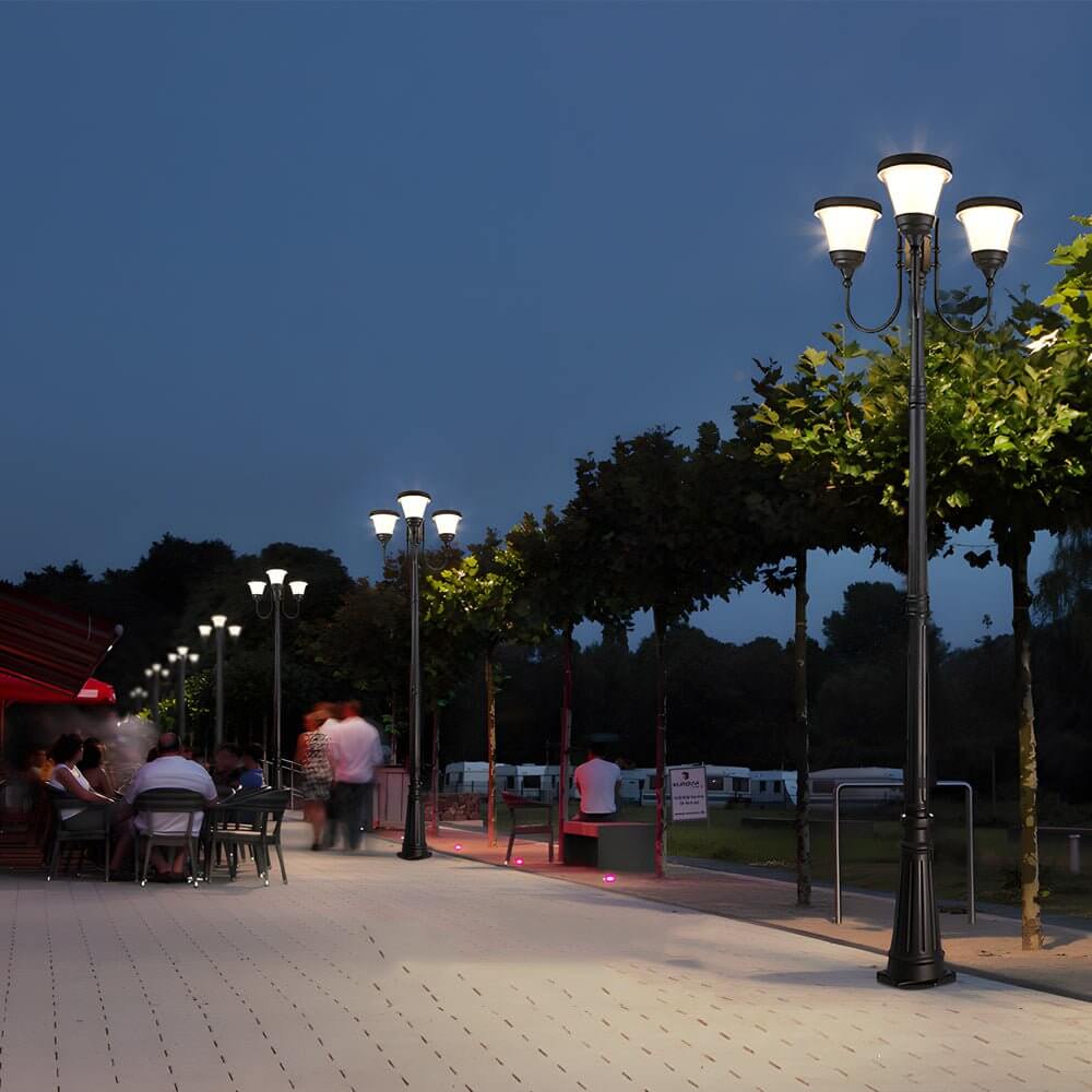 3 - Light Black Finish Traditional Outdoor Street Lights with Post Top