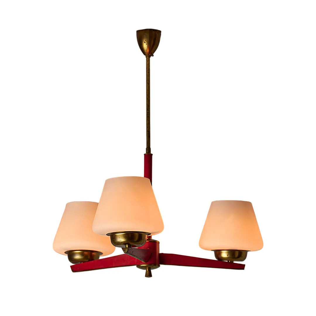 3 light chandeliers full product image showing the complete hanging fixture with three fabric shades.