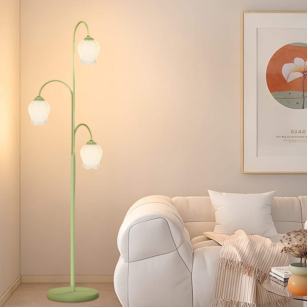 3 - light Green Flower Dimmable Arc Hanging Tuilp Floor Lamp