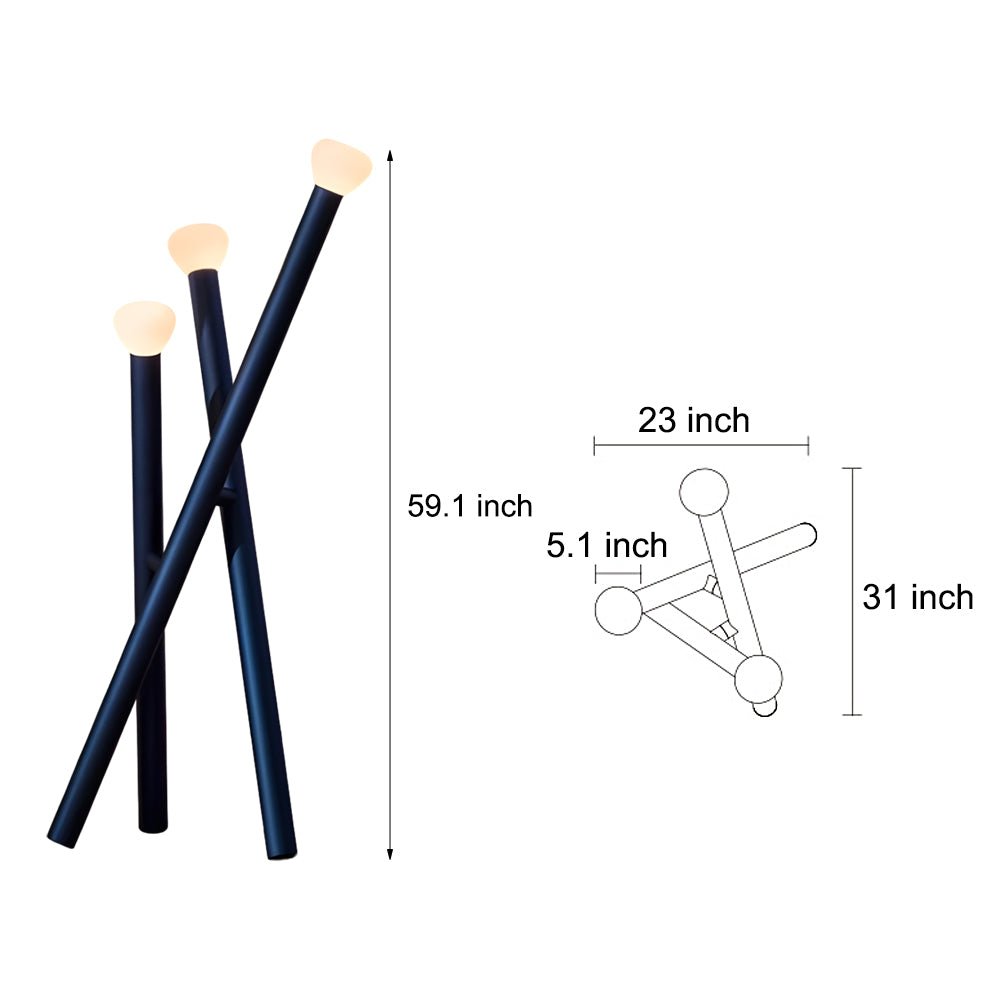 3 - light Minimalist Modern Stick Floor Lamp