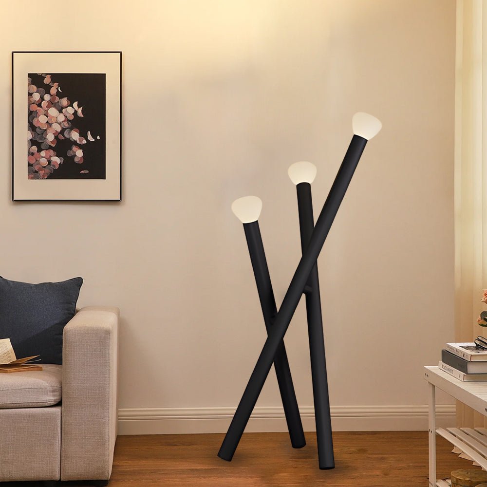 3 - light Minimalist Modern Stick Floor Lamp
