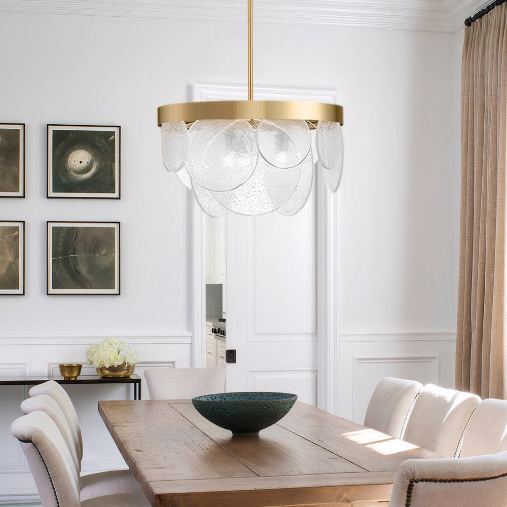 3 - Light Round Semi Flush Mount Glass Chandelier