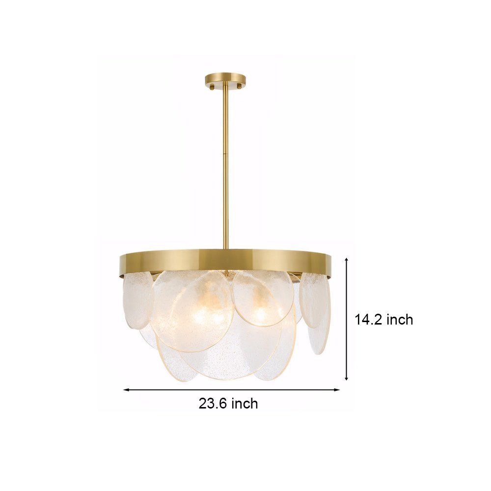3 - Light Round Semi Flush Mount Glass Chandelier