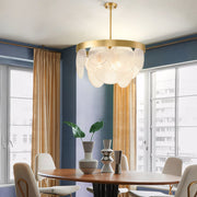 3 - Light Round Semi Flush Mount Glass Chandelier