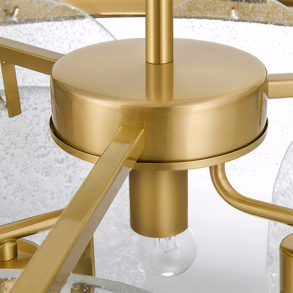 3 - Light Round Semi Flush Mount Glass Chandelier