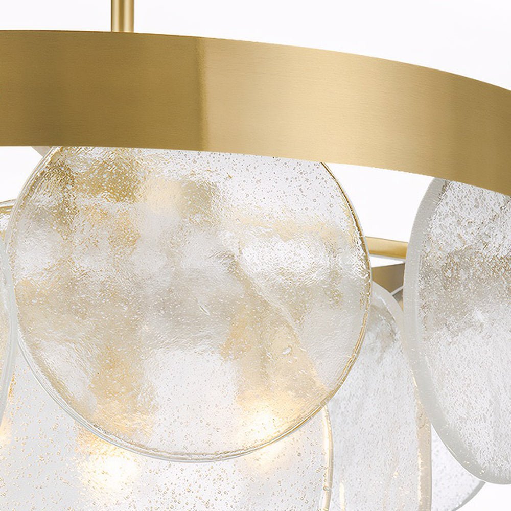 3 - Light Round Semi Flush Mount Glass Chandelier