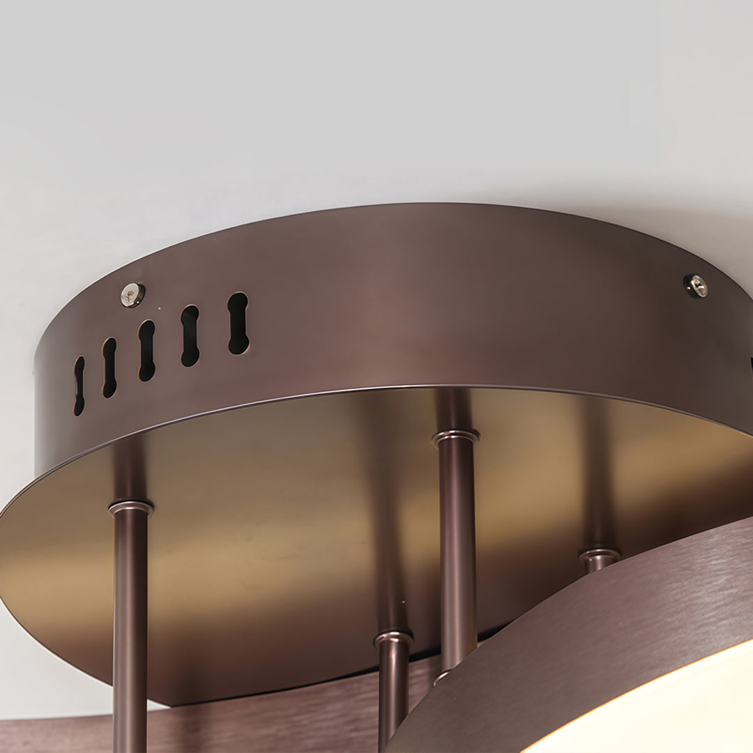 3-ring flush mount with remote control, front view of the smart design.