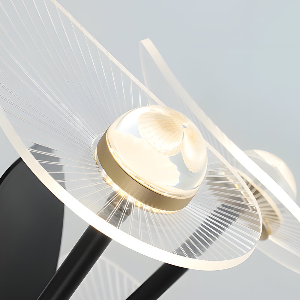 31 - In Black Round Acrylic Ceiling Fan with Light and Remote, 3 Blades