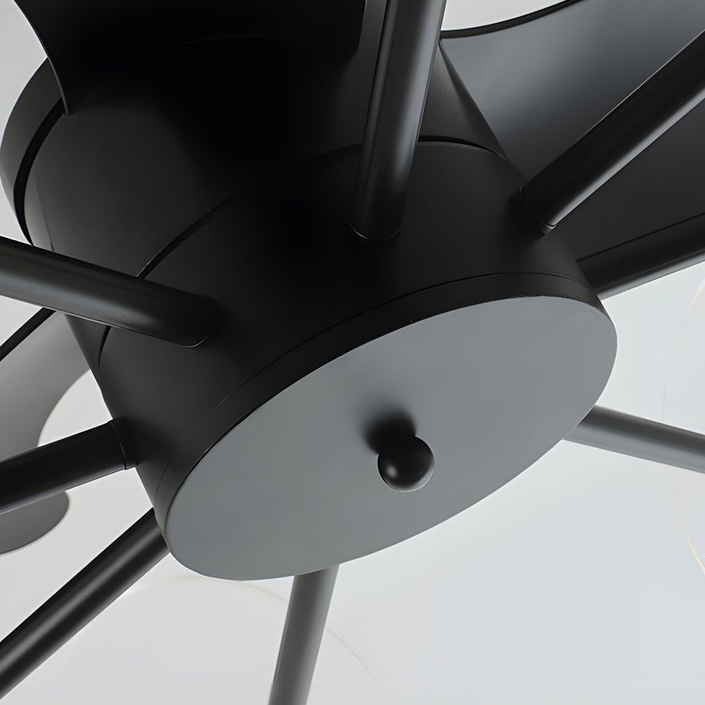 31 - In Black Round Acrylic Ceiling Fan with Light and Remote, 3 Blades