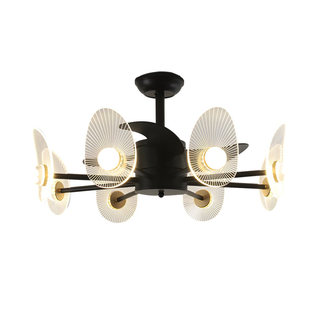 31 - In Black Round Acrylic Ceiling Fan with Light and Remote, 3 Blades
