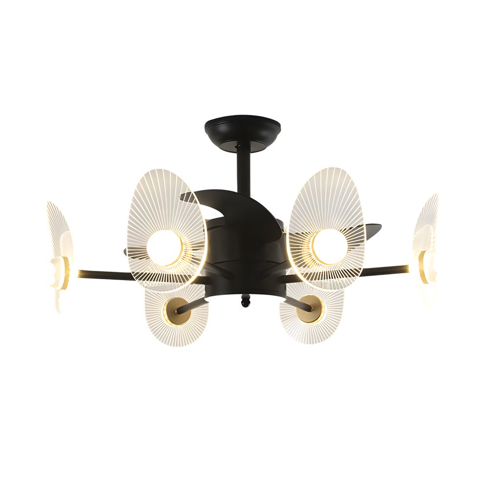 31 - In Black Round Acrylic Ceiling Fan with Light and Remote, 3 Blades