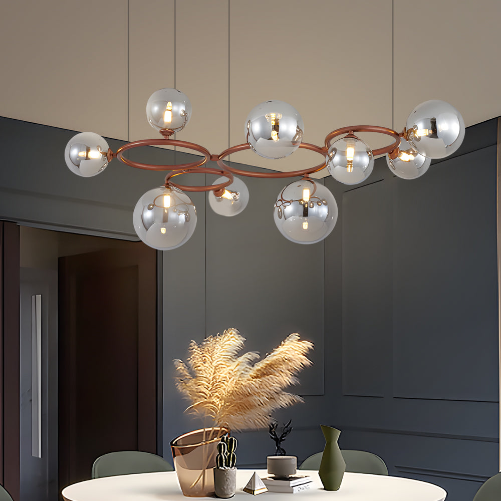 Ring Glass Ball Shade LED 3 Step Dimming Postmodern Chandeliers