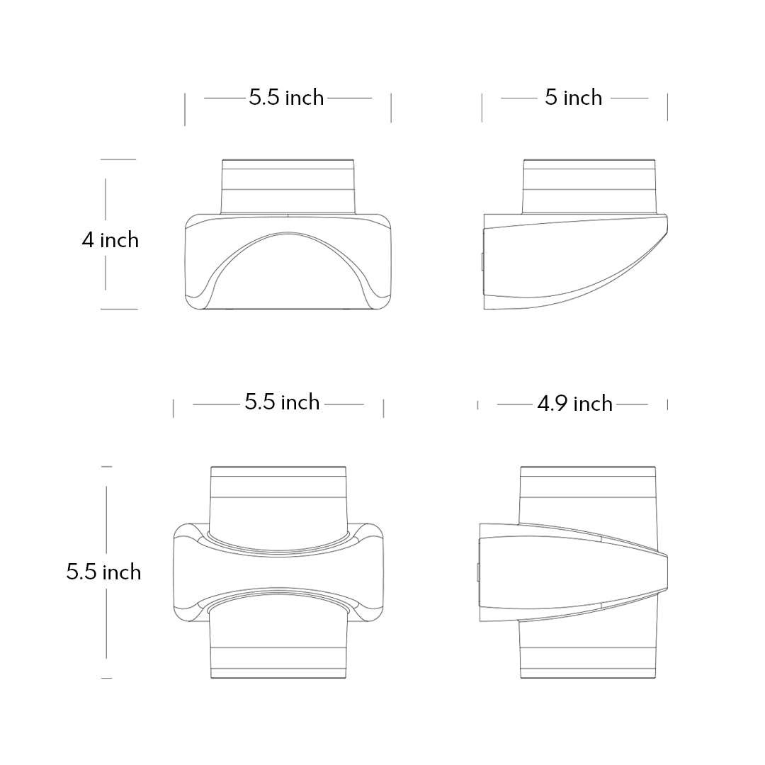 Modern black curved outdoor wall light with integrated LED and sleek geometric design