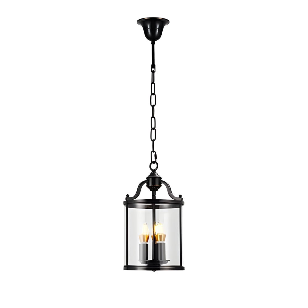 3/4 - Light Candlelight Vintage Cylinder Glass Lantern Pendant Light - Black