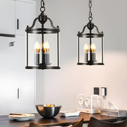 3/4 - Light Candlelight Vintage Cylinder Glass Lantern Pendant Light - Black