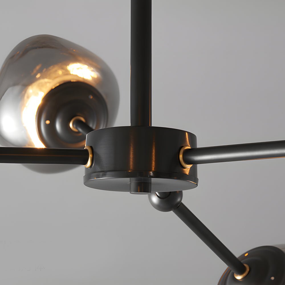 3/5/8 - Light Molecule Dimpled Lava Glass Chandelier with Black Metallic Arms