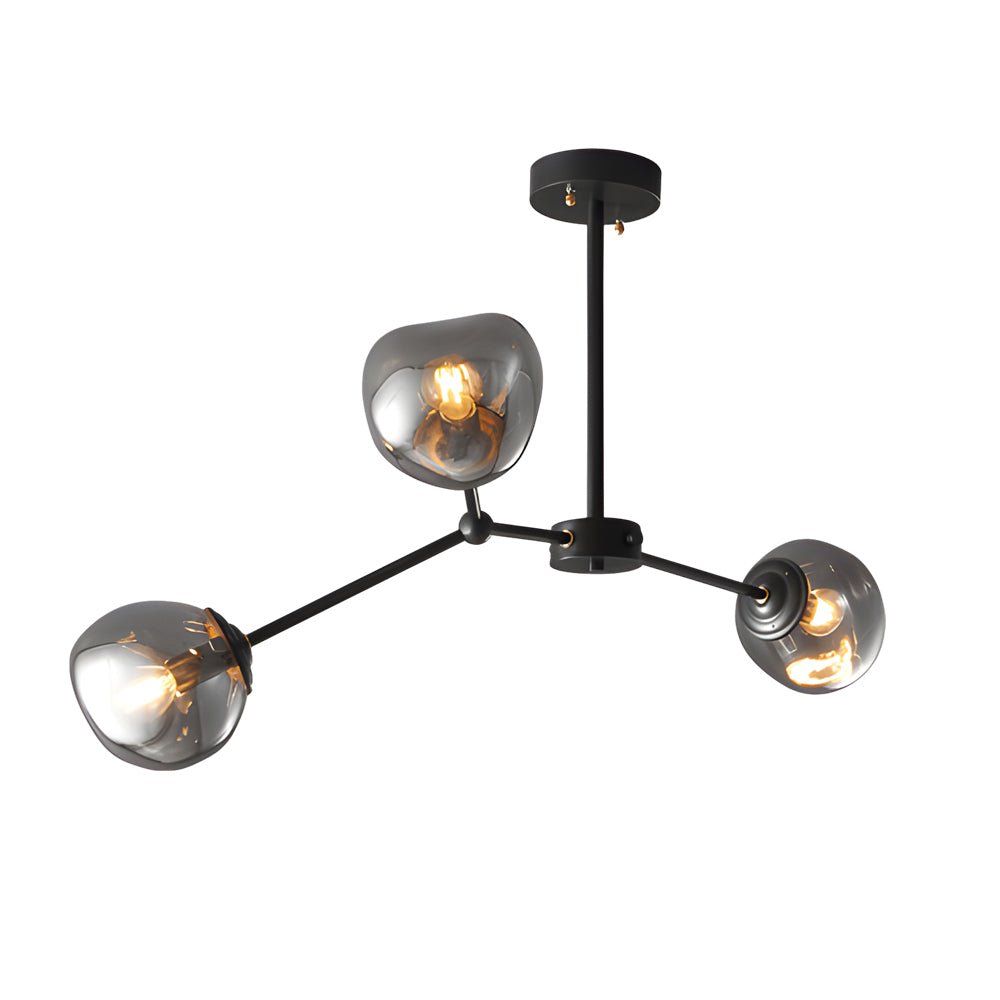 3/5/8 - Light Molecule Dimpled Lava Glass Chandelier with Black Metallic Arms