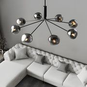 3/5/8 - Light Molecule Dimpled Lava Glass Chandelier with Black Metallic Arms