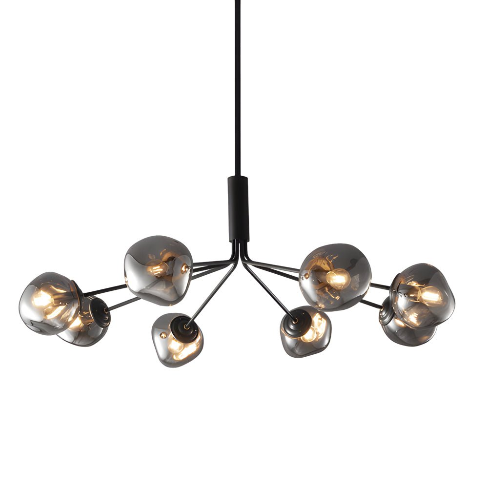 3/5/8 - Light Molecule Dimpled Lava Glass Chandelier with Black Metallic Arms