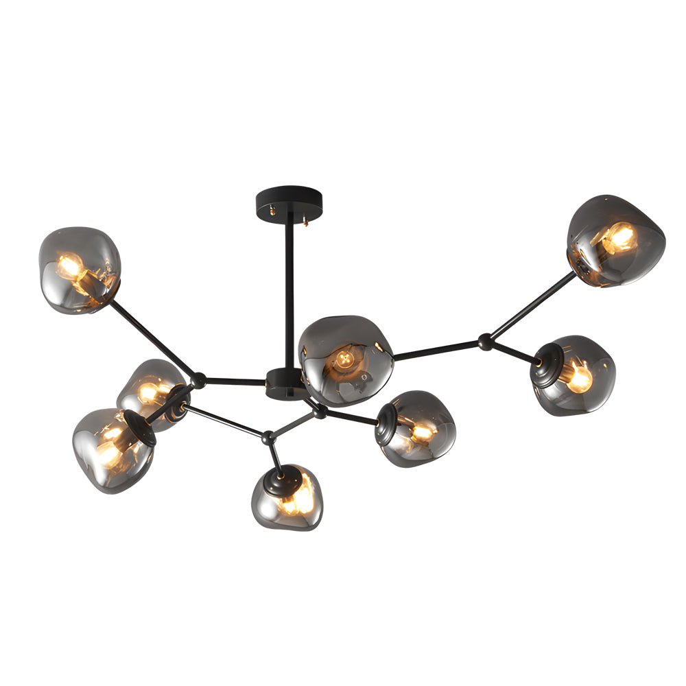 3/5/8 - Light Molecule Dimpled Lava Glass Chandelier with Black Metallic Arms