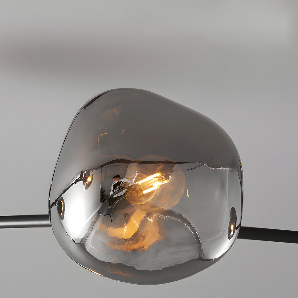 3/5/8 - Light Molecule Dimpled Lava Glass Chandelier with Black Metallic Arms