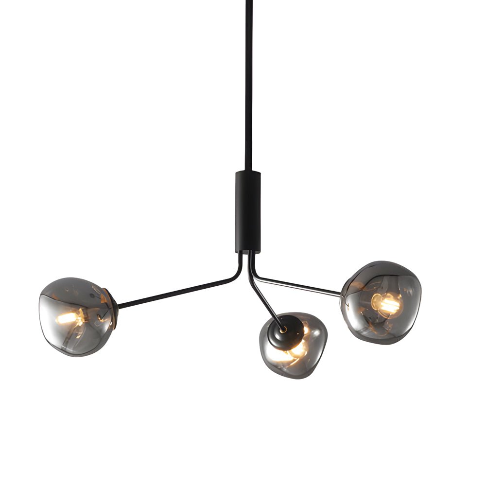 3/5/8 - Light Molecule Dimpled Lava Glass Chandelier with Black Metallic Arms