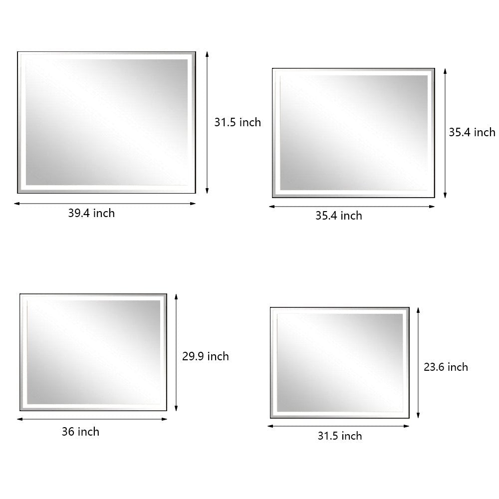 36 x 30 Inch LED Dimmable Memory Touch Bathroom Vanity Mirrors
