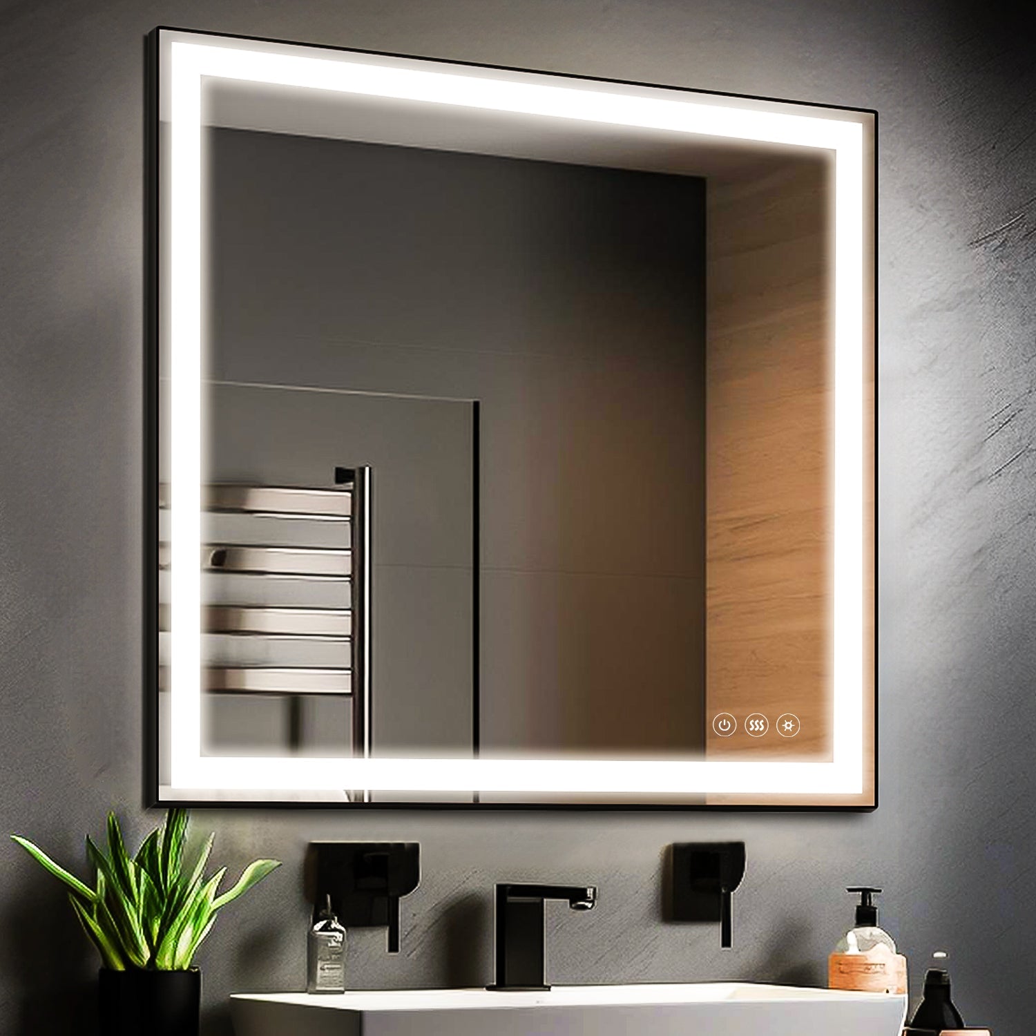 36 x 36 In. Touch Dimmable Memory Anti - Fog Bathroom Vanity Mirrors