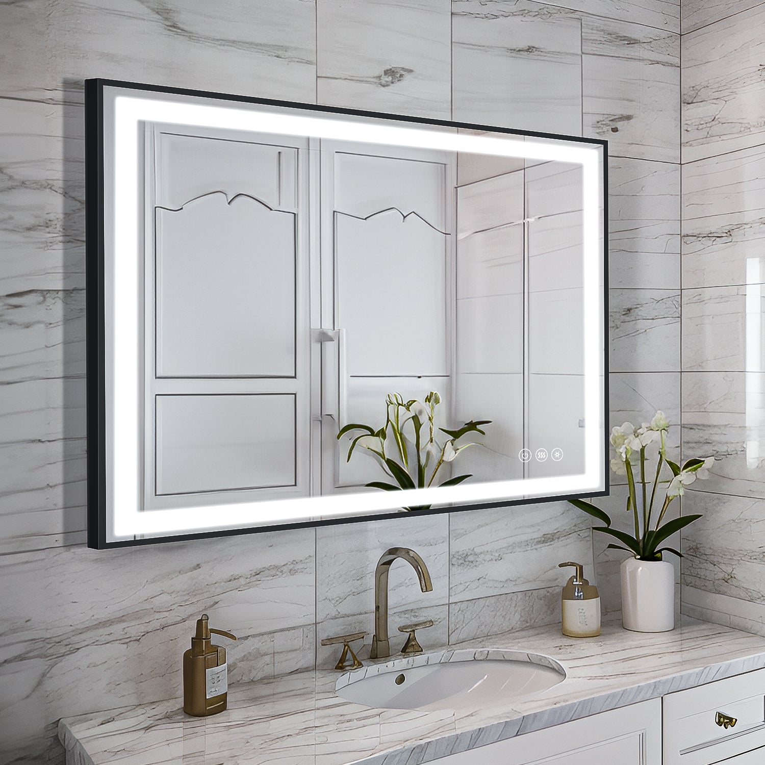 36 x 36 In. Touch Dimmable Memory Anti - Fog Bathroom Vanity Mirrors