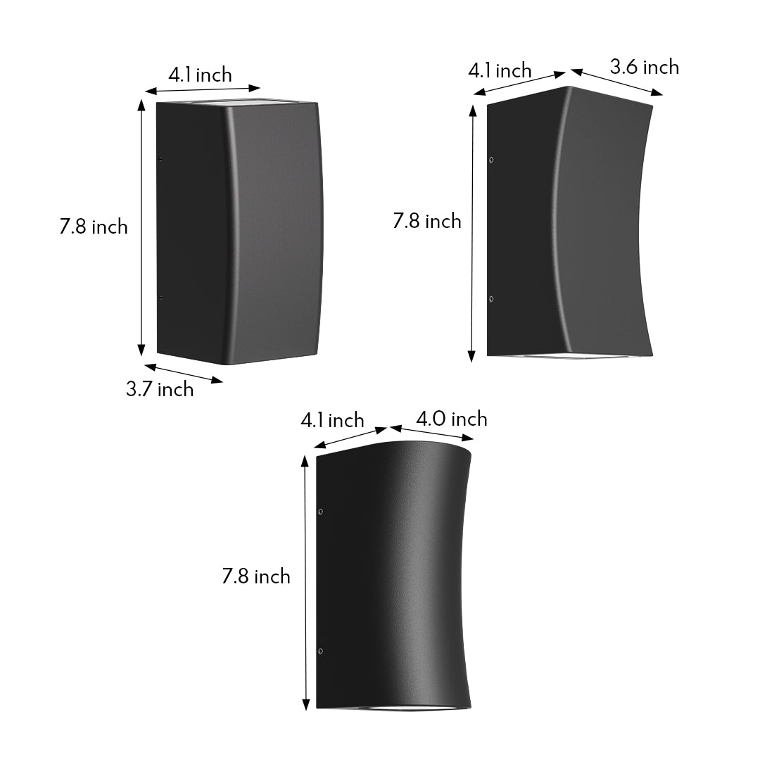 Modern black wall sconce casting dramatic directional lighting against textured architectural surface