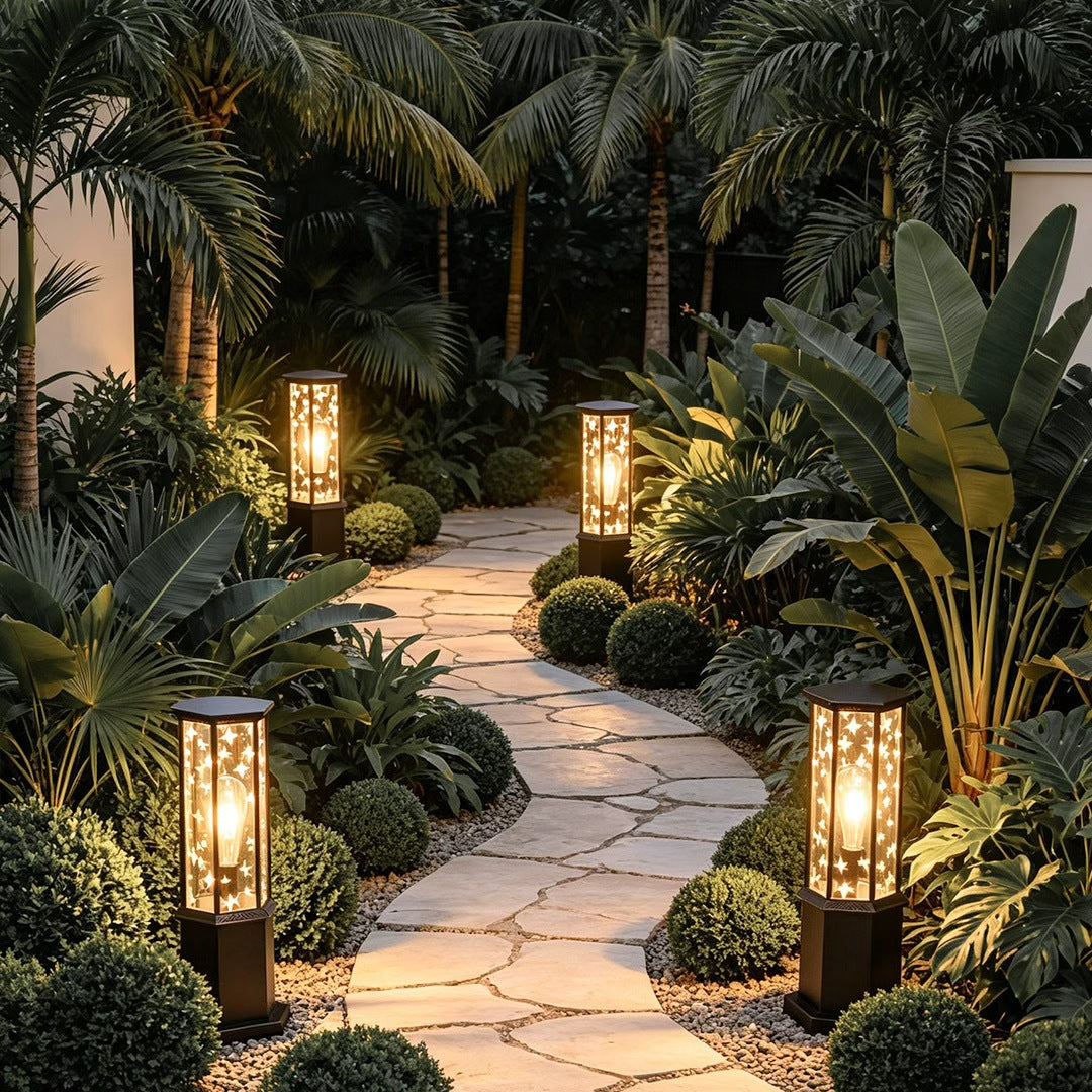 Bollard Solar Light Modern Metal Outdoor Landscape Light