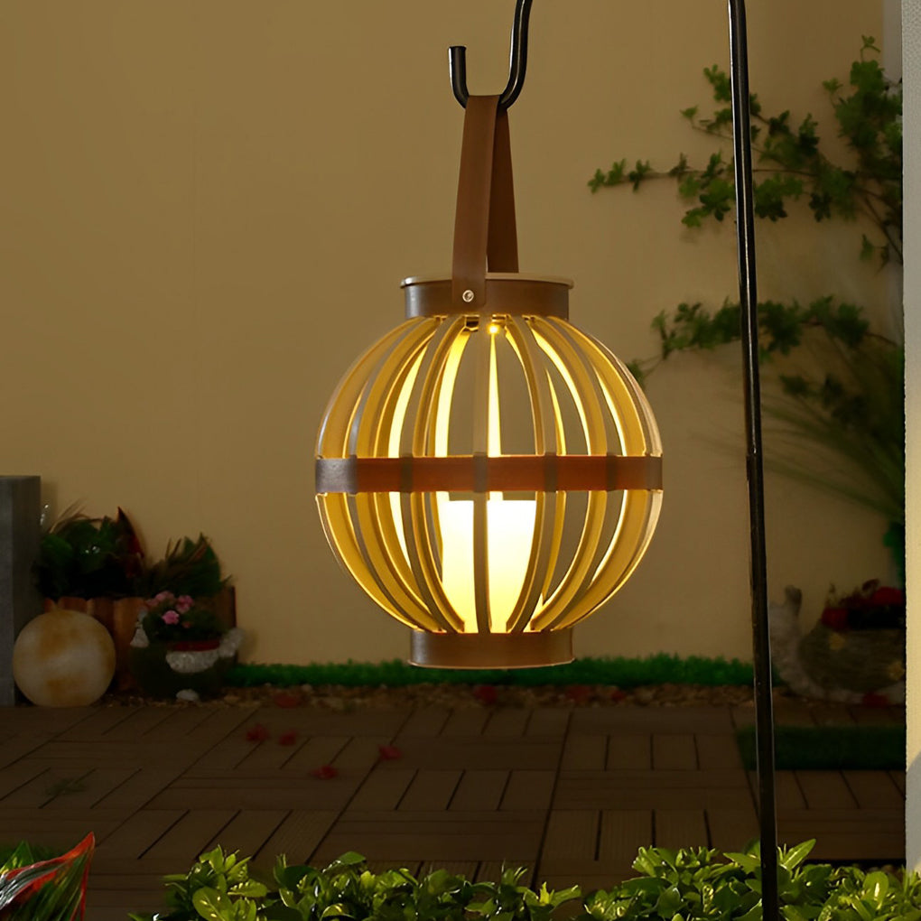 Portable PP Rattan Craft Waterproof LED Modern Solar Outdoor Lanterns