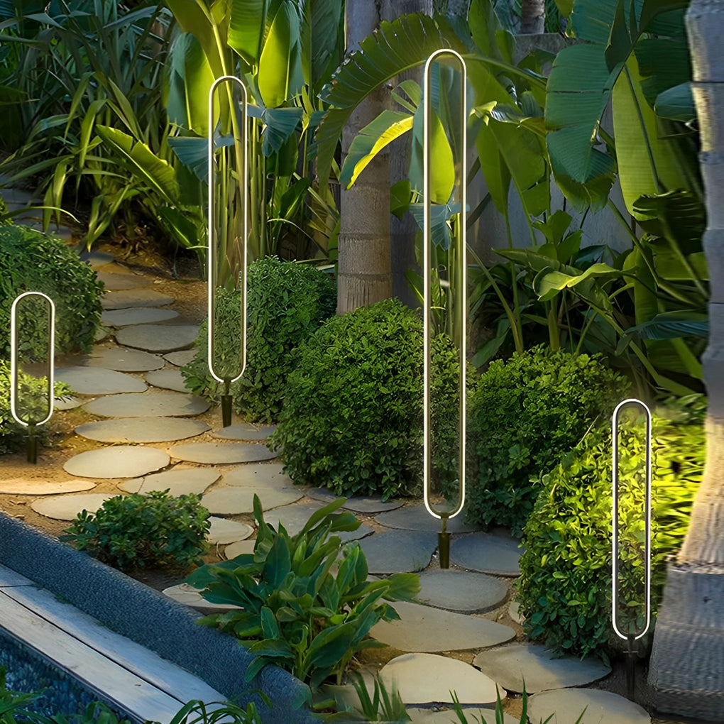 Modern Long Linear LED Solar Pathway Lights in Black Aluminum, Waterproof
