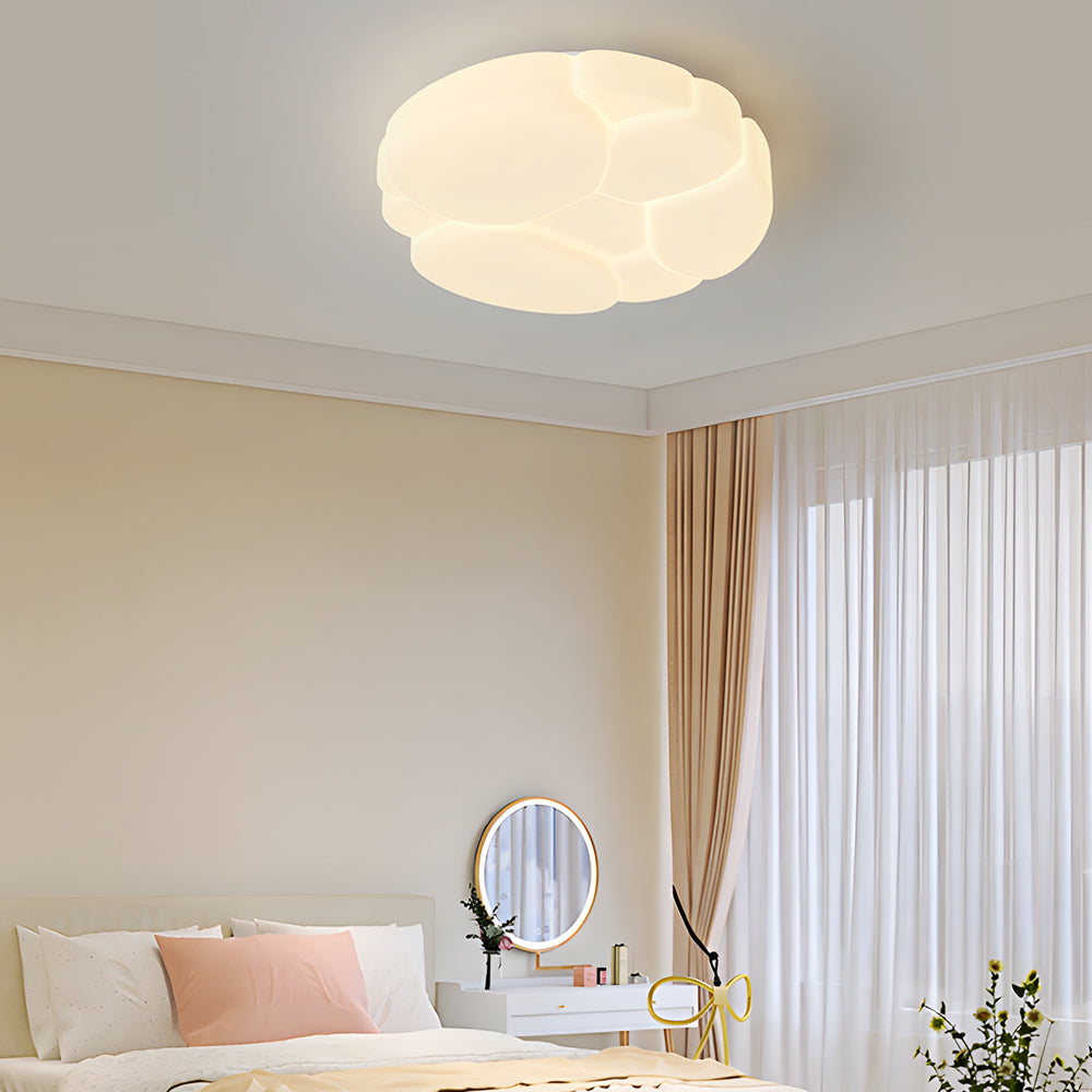 Round Clouds Cracks 3 Step Dimming Milky White Modern Ceiling Lights Fixture