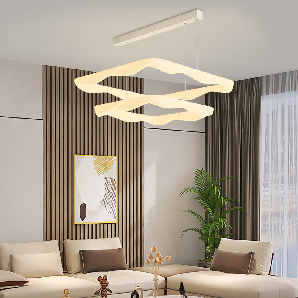 2/3 Square Rings Cream Style Three Step Dimming LED Modern Chandelier