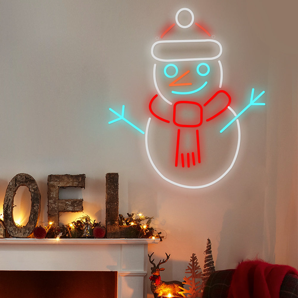 Neon Snowman Colorful Decor Acrylic Personalized LED Sign with Dimmer