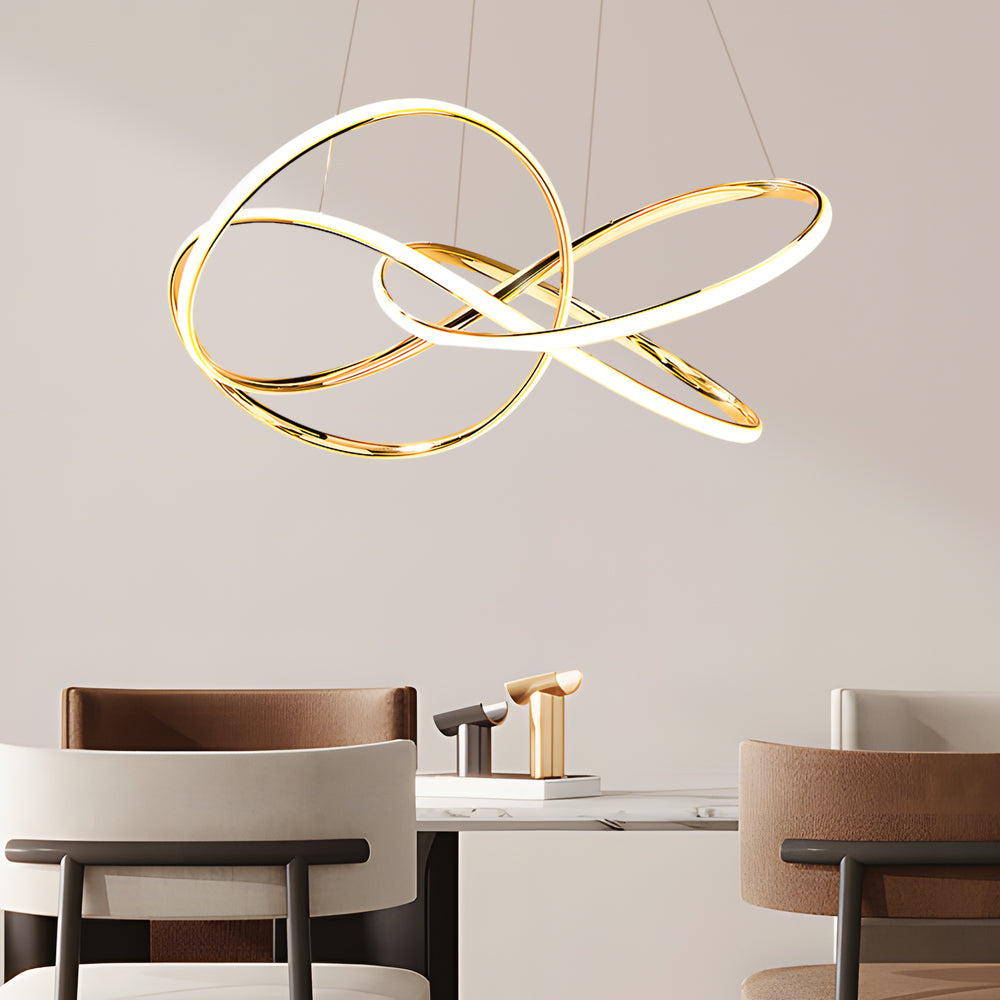 Creative Circular Curved Lines LED 3 Step Dimming Modern Chandelier