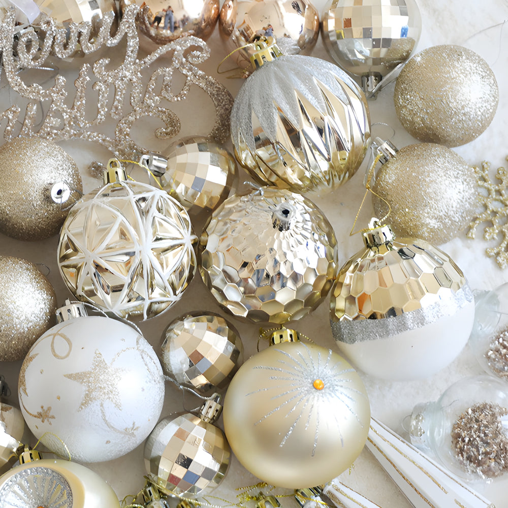 70 PCS Champagne Gold Pendants Accessories Ball Christmas Decoration Set