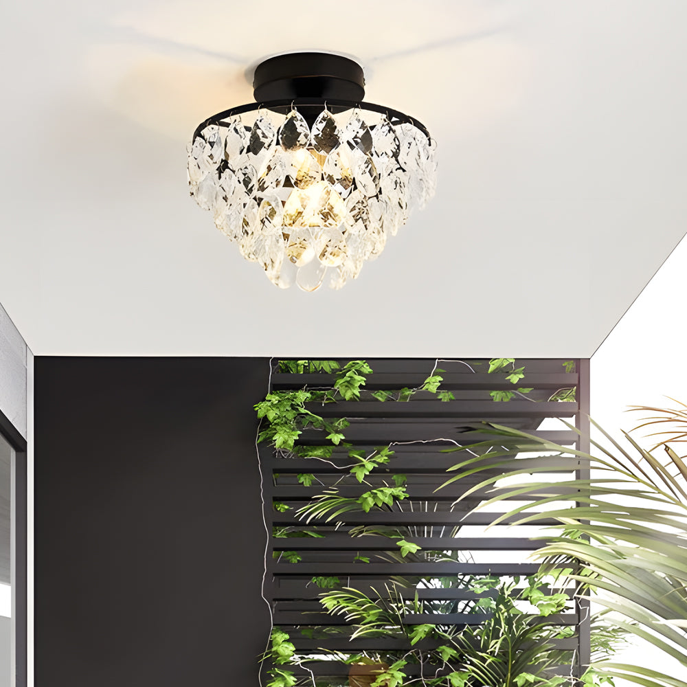 Round Luxury Crystal Simple Black Modern Ceiling Lights Fixture Chandelier